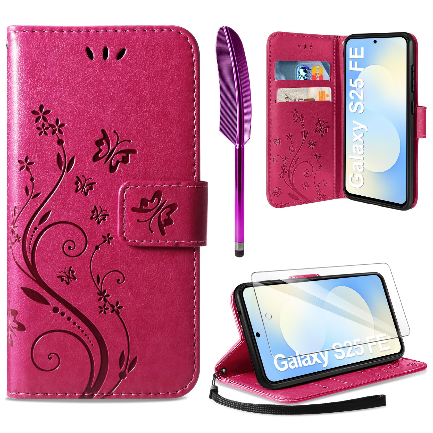 AROYI Lederhülle Kompatibel mit Samsung Galaxy A37 5G Hülle und Schutzfolie, Flip Wallet Handyhülle PU Leder Case Kartensteckplätzen Schutzhülle Kompatibel mit Samsung Galaxy A37 5G Dunkel Blau
