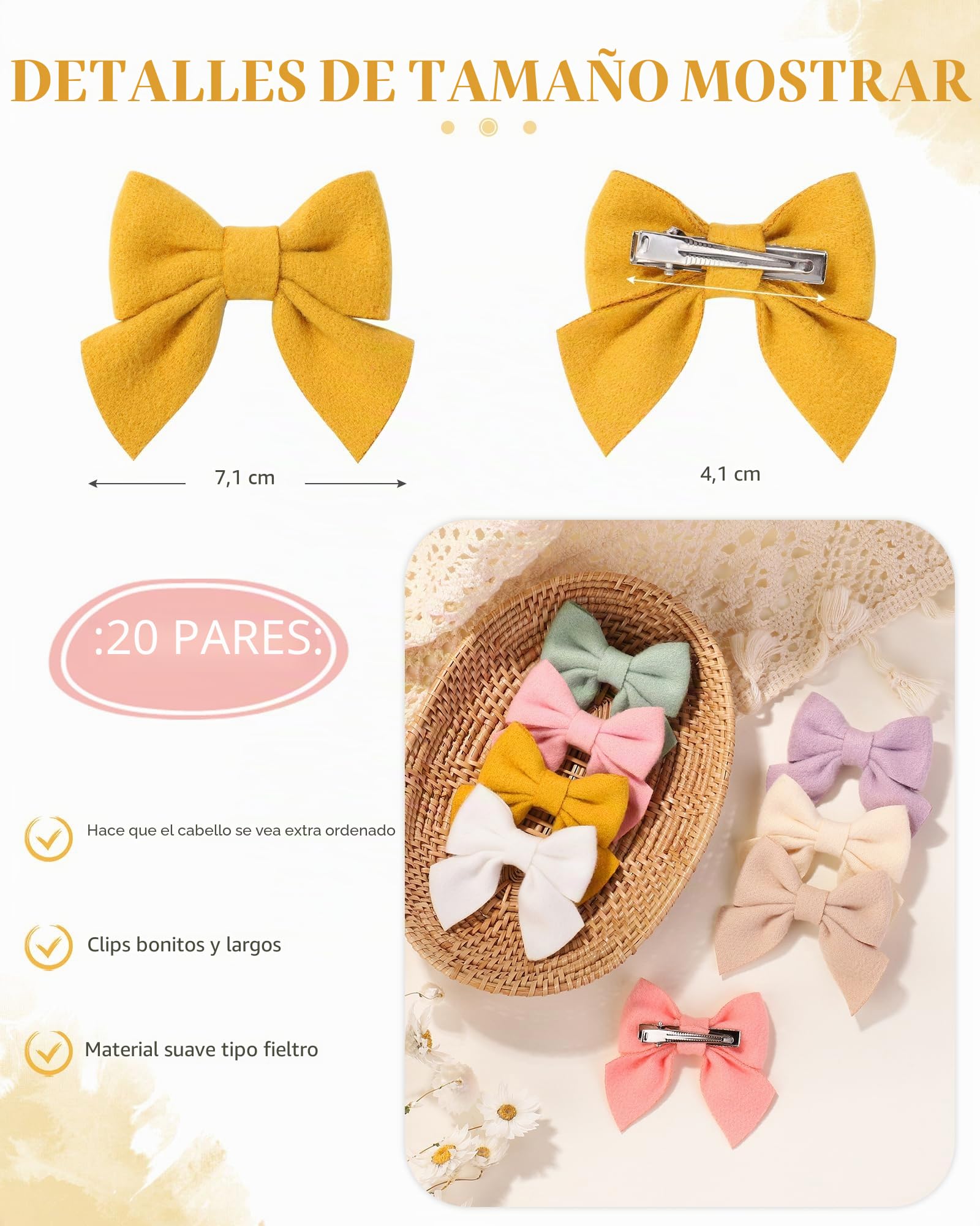 40 unidades de 2.8 pulgadas para bebés y niñas, lazos de cocodrilo, accesorios para el cabello de lana, accesorios para niñas pequeñas, adolescentes y niños