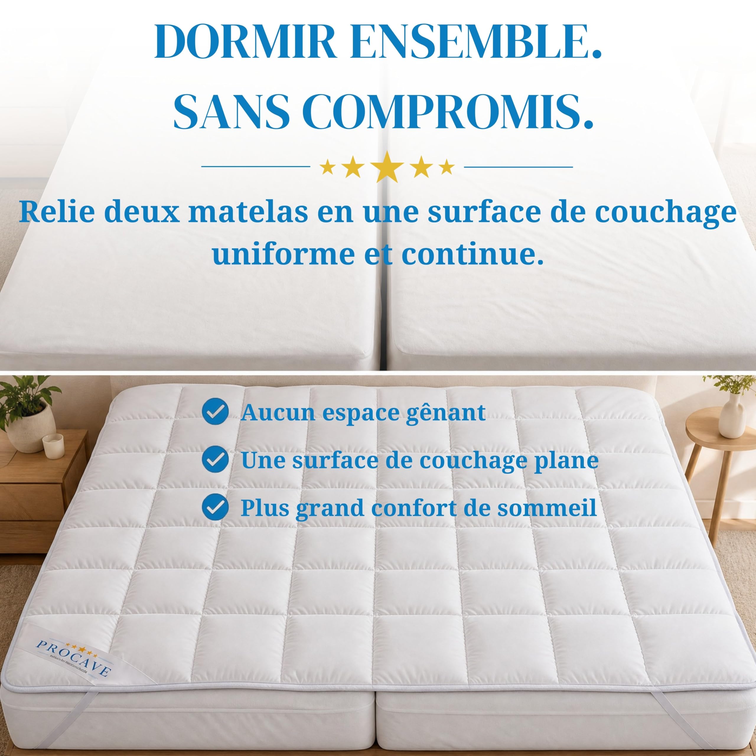 PROCAVE MICRO-COMFORT protège-matelas disponible dans des tailles différentes | fabriqué en Allemagne | Couvre-matelas en microfibre-polyester | technologie Soft Touch | convient également pour les lits boxspring et les matelas à eau | 160x200 cm