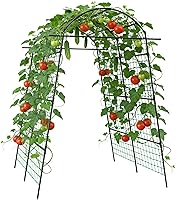 AGTEK 87in Metal Garden Arch Trellis for Climbing Plants - Rust-Proof Tunnel Arbor for Cucumbers, Vines, Squash, Peas & Flowers