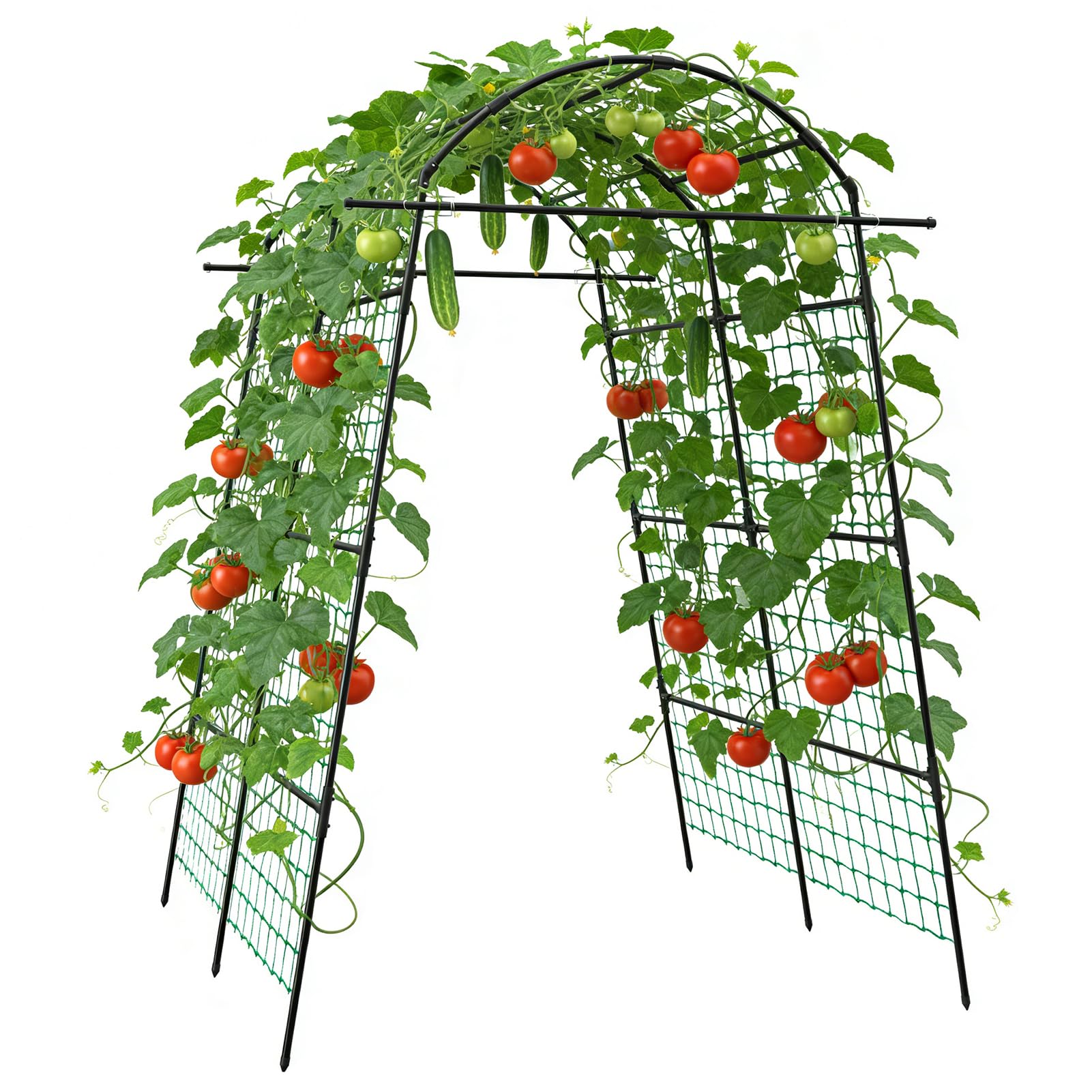 AGTEK 87in Garden Arch Trellis for Climbing Plants, Garden Arches Support Structure, Tall Metal Garden Tunnel Trellises Archway for Climbing Vine, Vegetable, Fruit, Flower, Squash Arbors