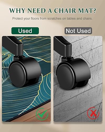 Miniatura 5 de Tapete para silla para suelo de madera dura, 48 x 60 pulgadas, tapete para silla de oficina para suelo de madera dura, tapete para silla de