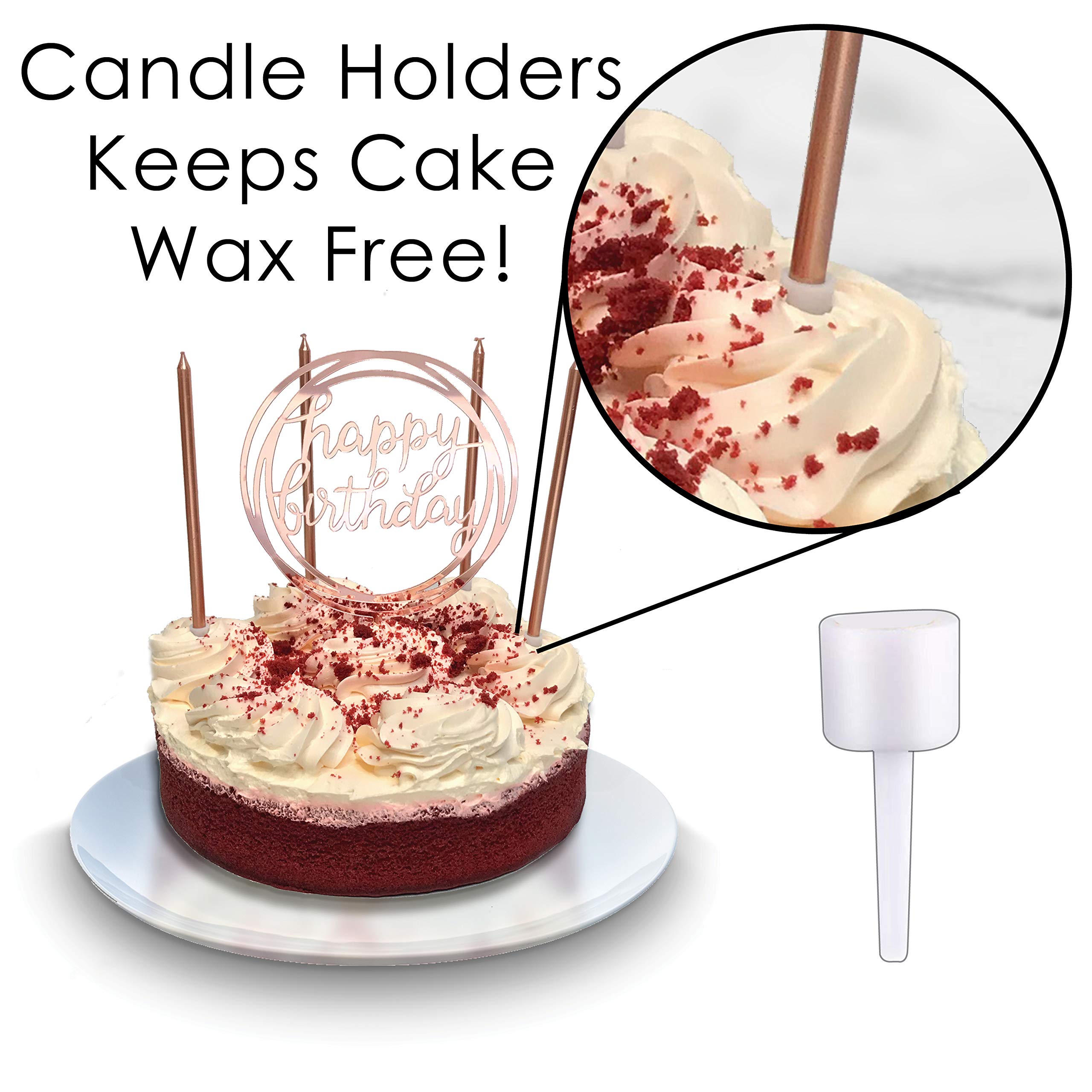 Lot de 24 bougies d'anniversaire à combustion lente avec décoration de gâteau élégante et élégante assortie pour décorations de gâteaux d'anniversaire personnalisées Doré rose métallisé