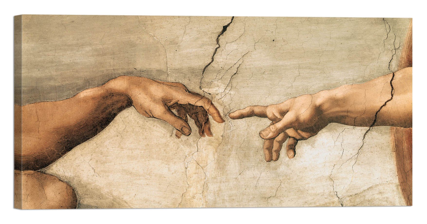 LuxHomeDecor Michelangelo BUONARROTI La creazione di Adamo 100x50 cm Quadro Stampa su Tela con Telaio in Legno