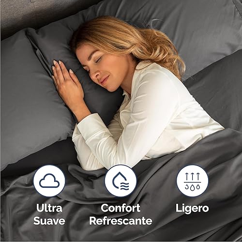 Miniatura 4 de Juego de sábanas de tamaño California King, transpirables y refrescantes, sábanas de lujo para hotel, extra suaves, bolsillos profundos, fácil