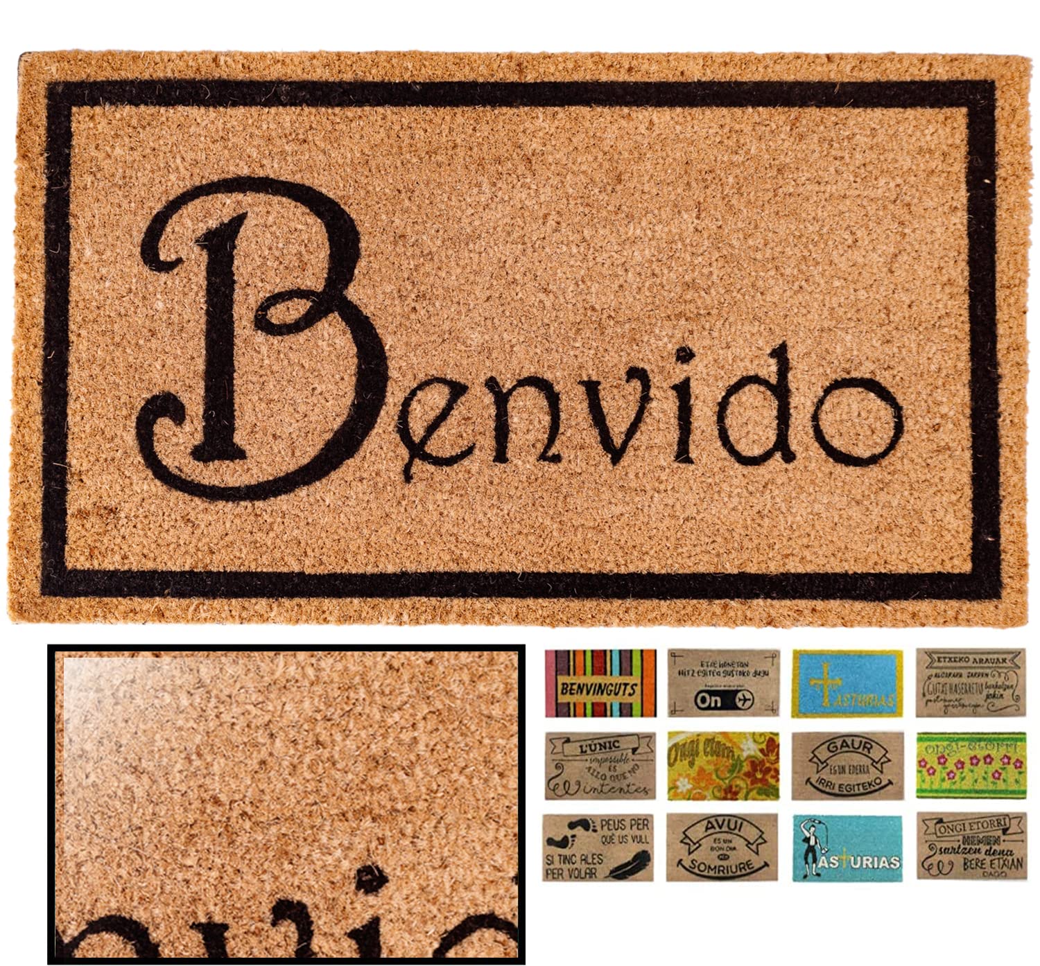 LucaHome, Coco Doormat, 40 x 70 cm, Non-Slip Doormat, Portugues Benvido Doormat Mod 1, Home Entrance Doormat