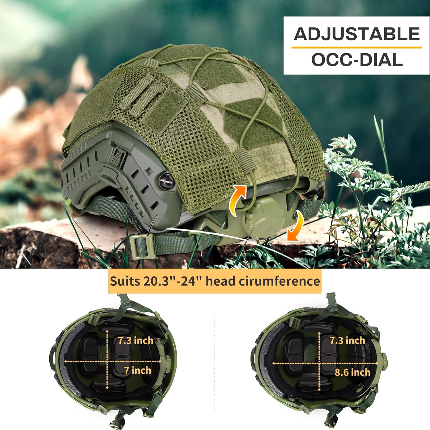TacSnake Tactical Airsoft Paintball Fast Helmet with Helmet Cover, PJ Type Tactical Multifunctional Protective NVG Mount