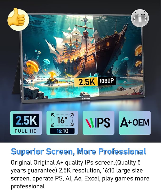 Monitor Portátil 16" 2.5K 144Hz IPS miniatura 5