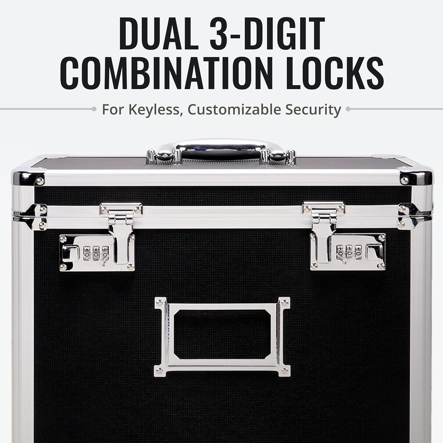 Free Shipping Offer Vaultz File Organizer Box - 14 x 7 x 12.19 Inch Letter Size, Portable Locking Storage Totes with Dual Combination Locks for Filing Office Documents - Black