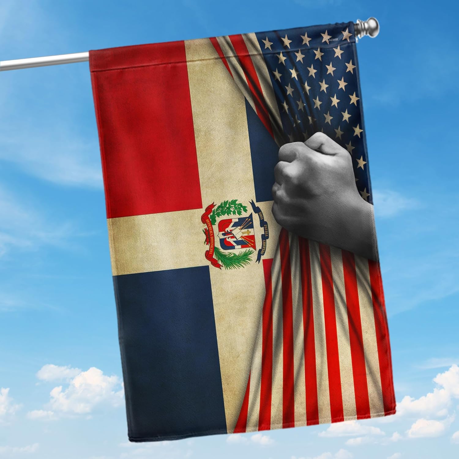 FLAGWIX Dominican Republic American US Flag - 4th of July Decorations for Home, Inside, Outside, House Flag (29.5" x 39.5") - USA House Garden Flags Premium Polyester, Decorative Indoor Outdoor Flags