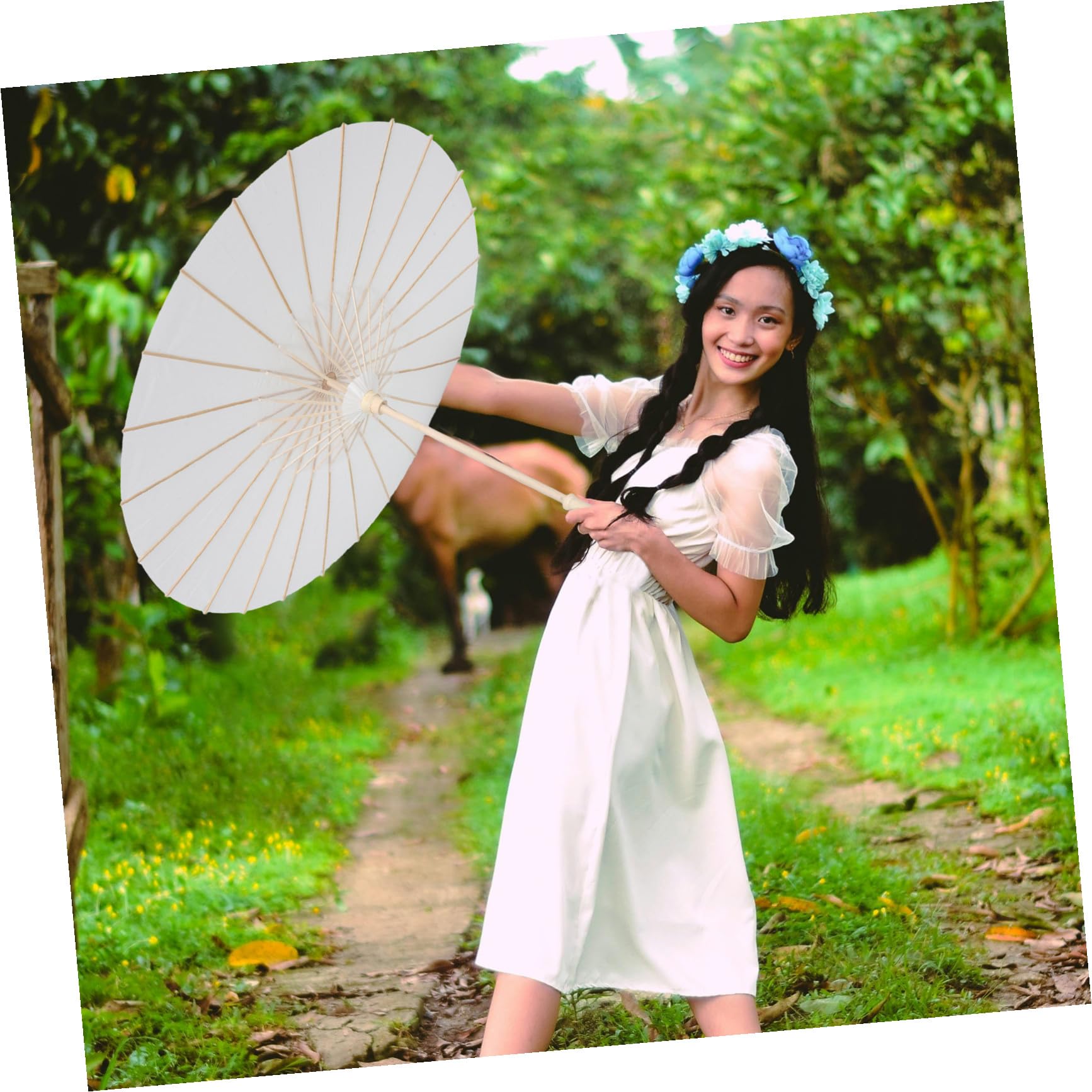 CANIGHT Weiße Papierschirme 84cm 4 Stück aus Holz und Papier für Hochzeitsfeiern und kreative Dekorationen im chinesisch japanischen Stil