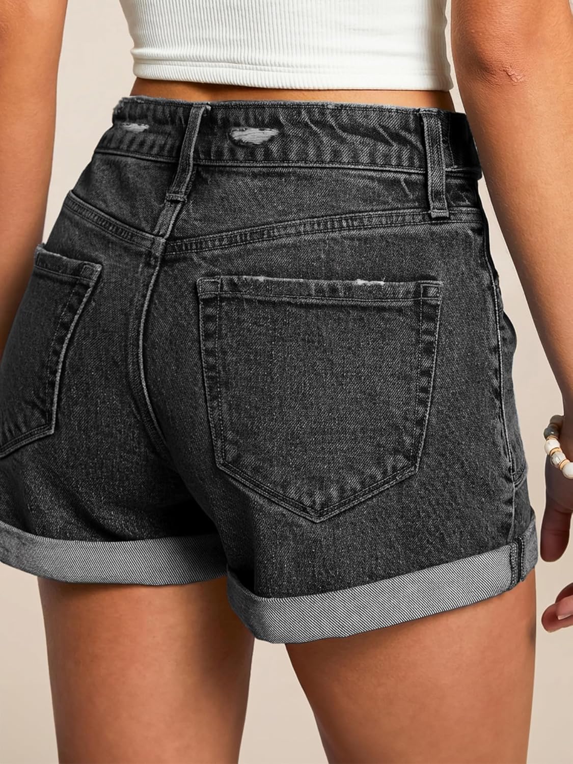 EMMIOL Women Jeans Shorts Summer Mid Rise Sexy Stretchy Denim Hot Pants with Adjustable Waist Trendy - Image 3