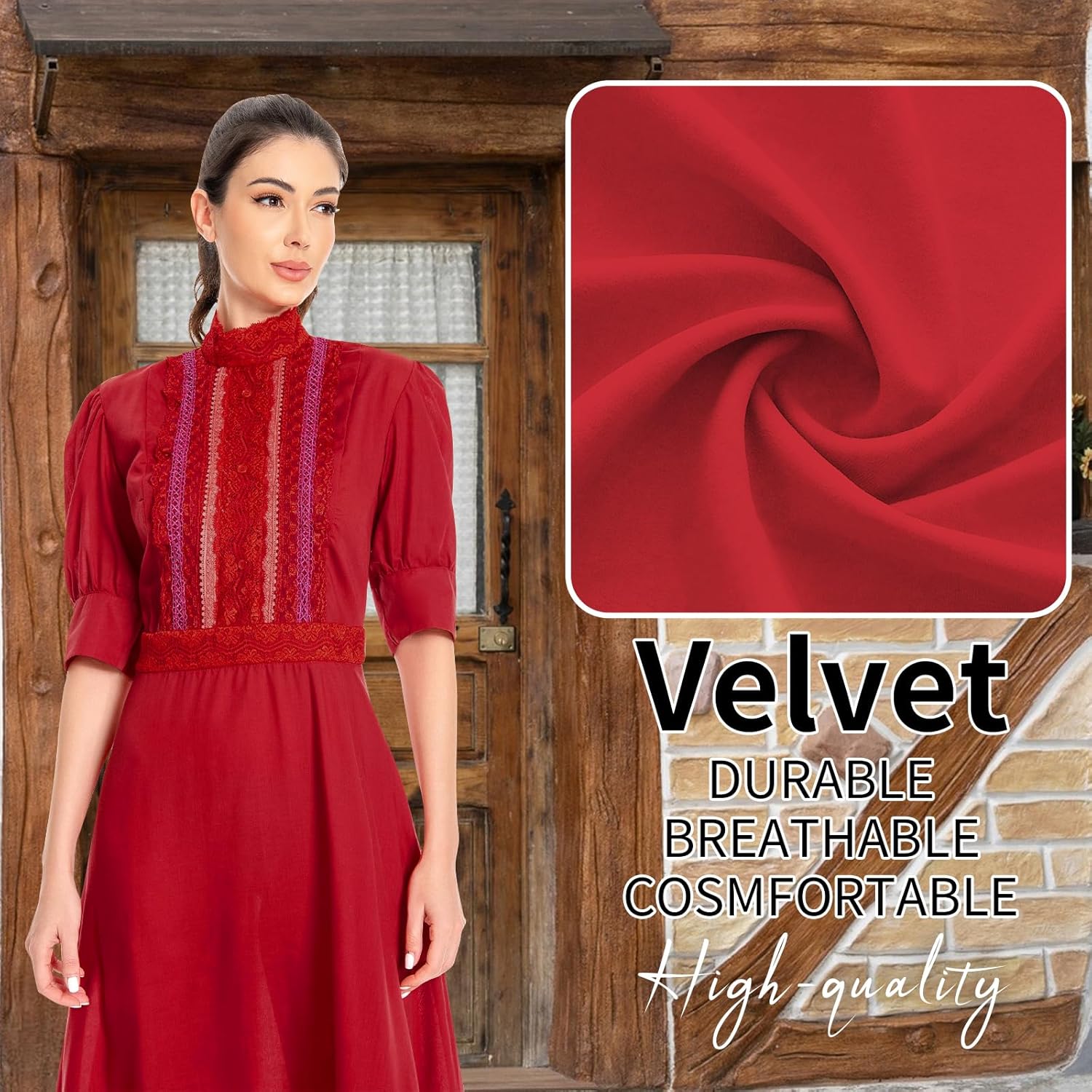Womens Cosplay Costume Dress Outfits Movie Red Dress Long Skirts Halloween Party Horror Uniform Set