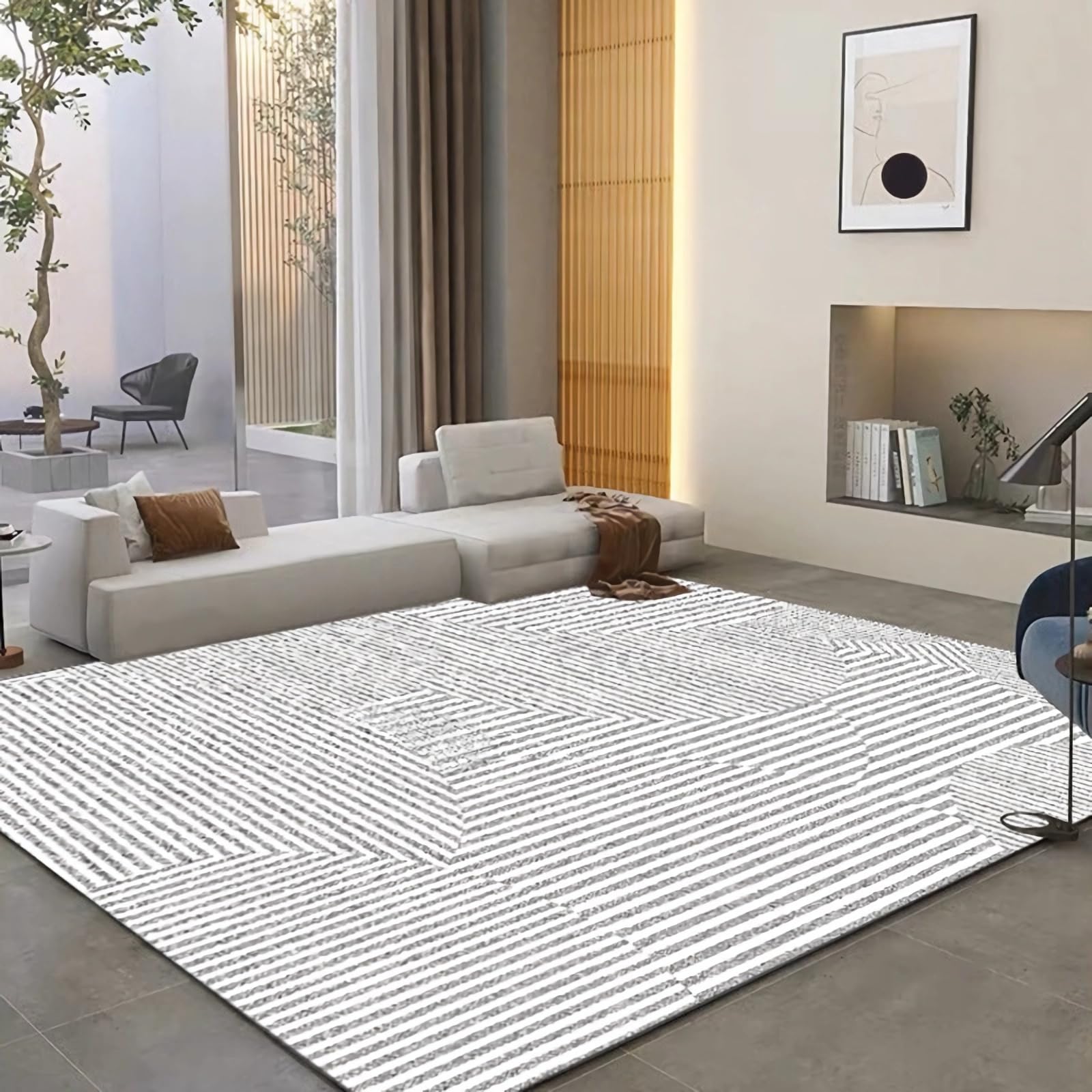 Dywan zmywalny dywan, zmywalny antypoślizgowy dywan w czarne paski, dywan tarasowy 160 x 230 cm