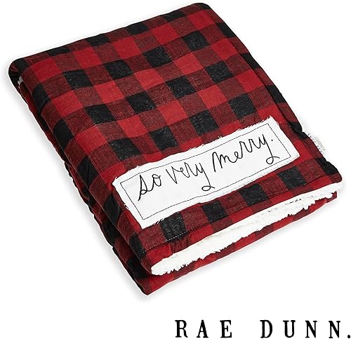 Miniatura 5 de Rae Dunn Manta suave y decorativa para cama o sofá, mantas acogedoras para sofá, manta de felpa suave bordada Merry Merry, 50 x 70 pulgadas