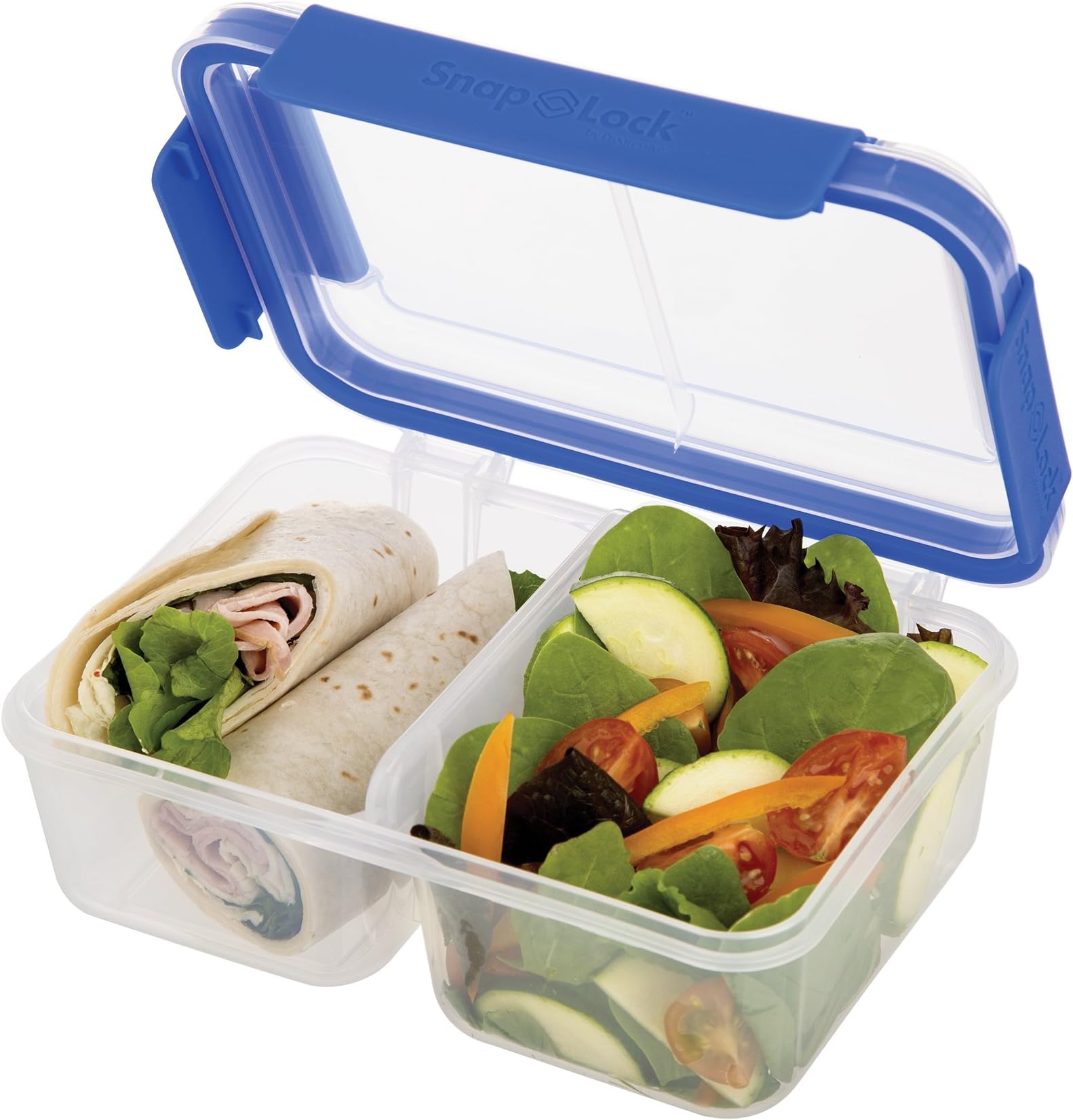 Deep Split Container - Blue, SNL-1018B Easy-To-Open, Leak-Proof Silicone Seal, Snap-Off Lid, Stackable, BPA FREE