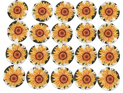 Novel Merk Calcomanías de vinilo de girasol, calcomanías individuales redondas de 2 pulgadas para laptop, botella de agua, recuerdos de fiesta y