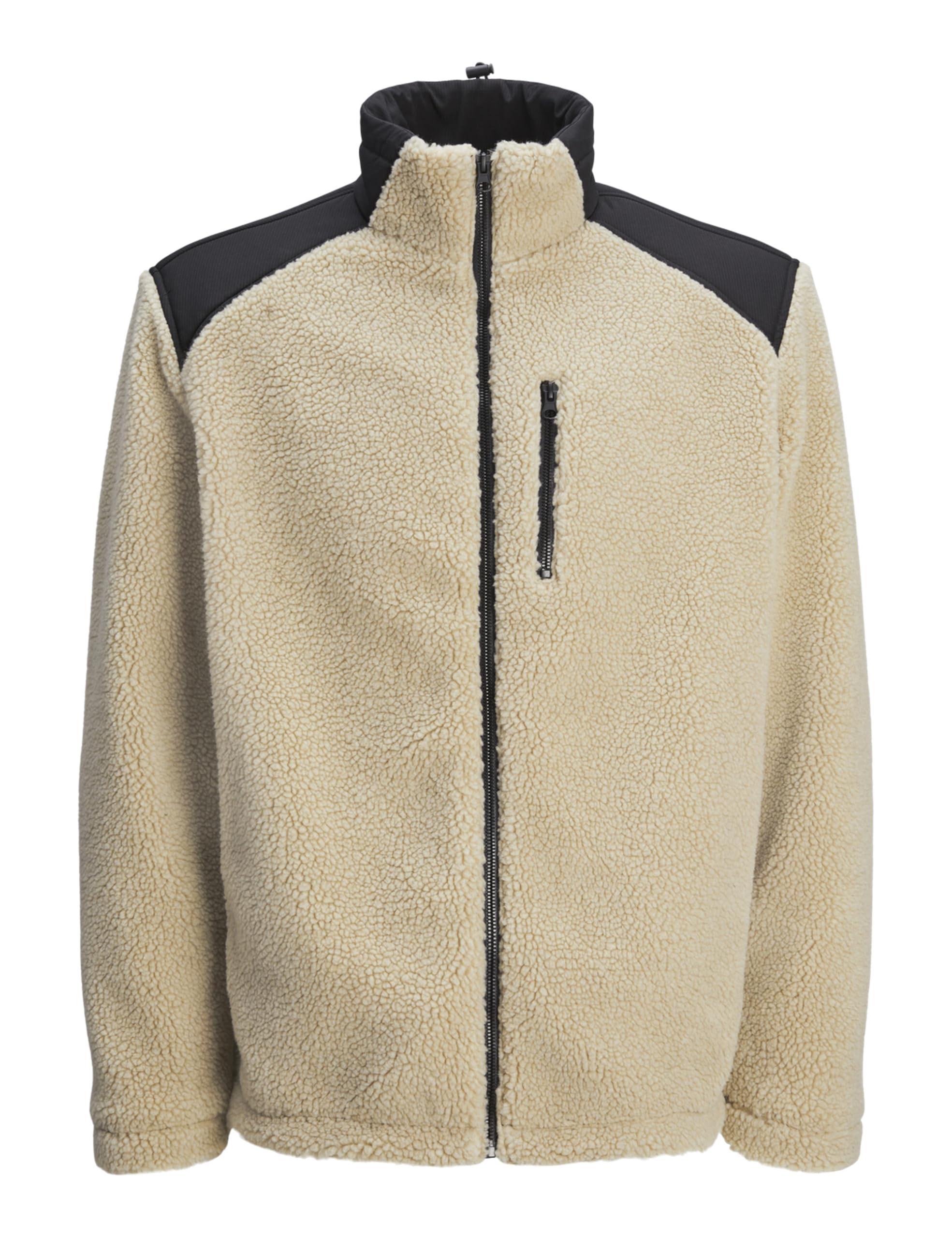 JACK & JONES Men's Jcoecho Fleece Jacket, Crockery/detail: black overlay, L