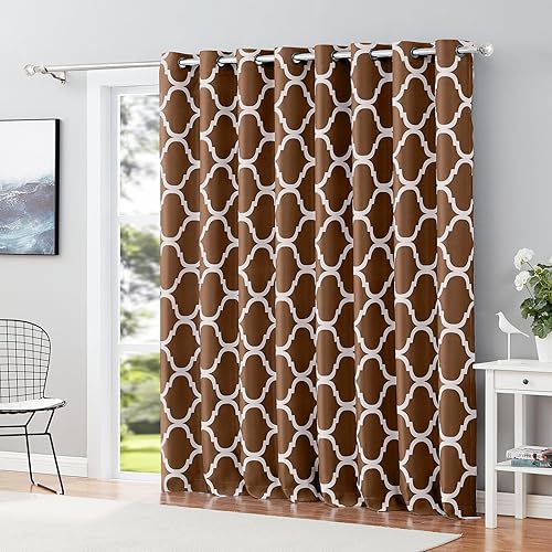 Miniatura 1 de Melodieux - Cortina opaca con aislamiento térmico y ojales, de estilo marroquí, ventana extra ancha, divisor de habitación, para puerta corrediza,