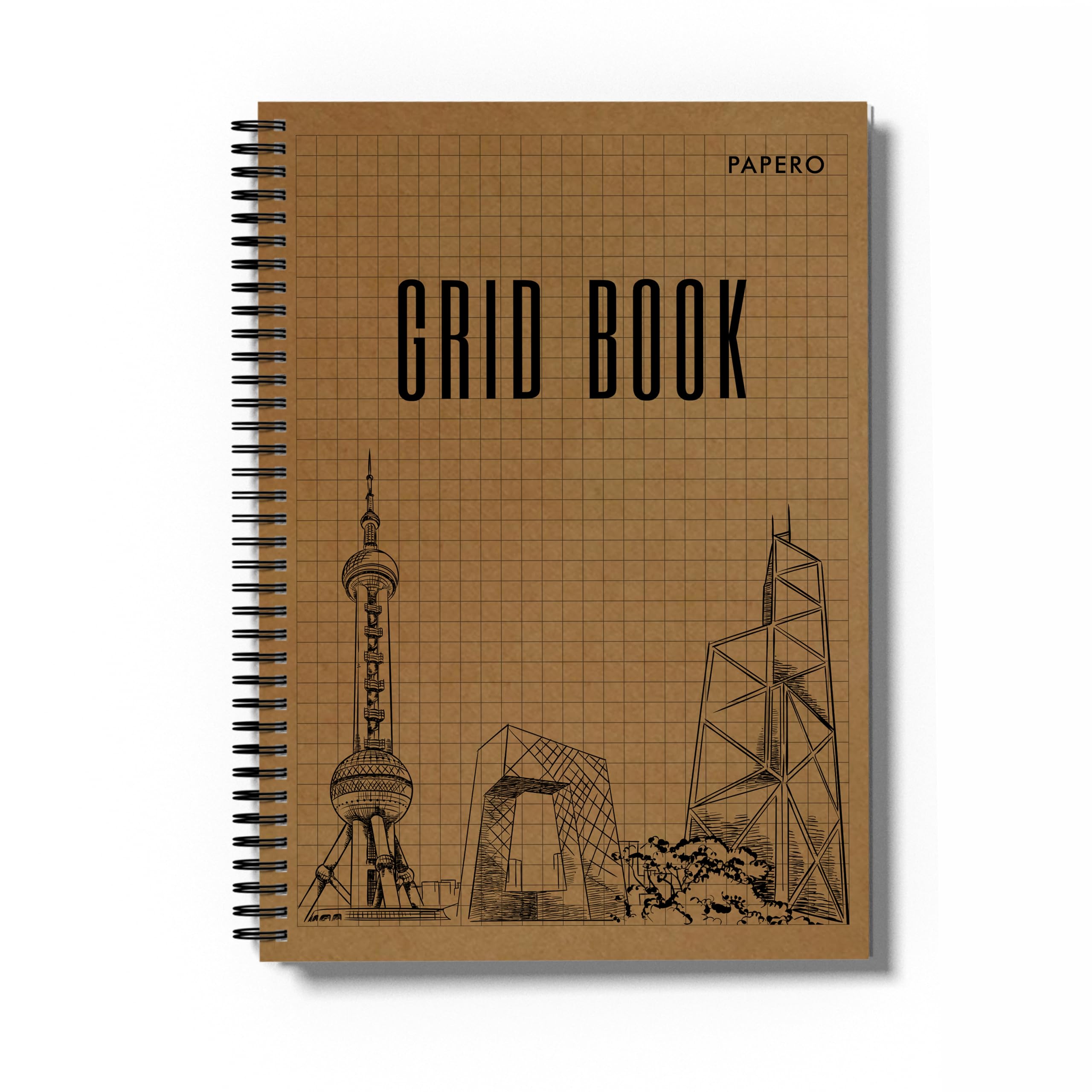 PaperO Professional A5 Square Grid Notebook | 5MM Square Graph Design | 100 GSM A5 Size (21.0 x 14.5 cm) | Ideal for Architects & Designers | Kraft Cover | 100 Pages | Grid Book-picture-11