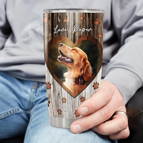 Miniatura 3 de Vaso térmico con diseño de perro con foto personalizada, taza térmica aislada con tapa, imagen de nombre personalizado, taza de viaje de café de