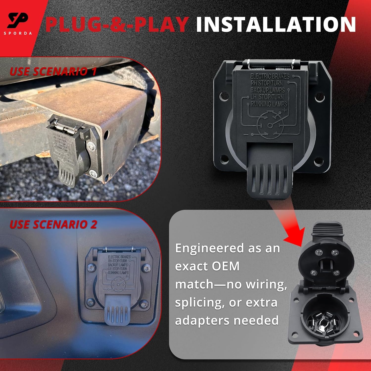 56038366AB Connector Fixes corroded Trailer Wiring for Dodge Ram 98-09