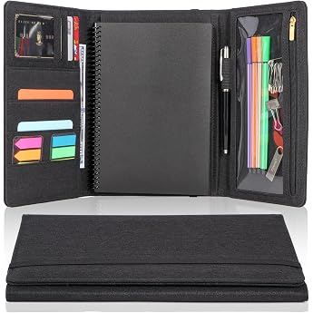 Rocketbook Smart Notebook Executive A5 8.8 x 6 Inch Tri-Fold Sleeve Portfolio Organizer with File Pocket Waterproof Sleeve for Rocketbook and Accessories Black