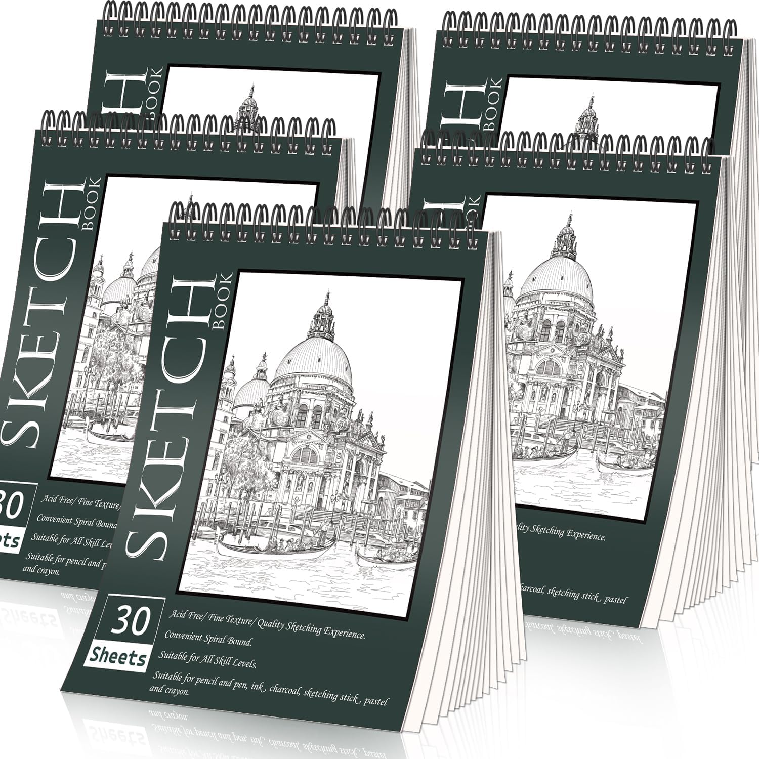 OSIMIG 10 Pack Sketch Books 8.5" x 11", Top Spiral Bound Sketch Pad, Bulk Sketchbook, 300 Sheet Total (68lb/100gsm), Drawing Paper Pad, Sketchbooks for Kids & Adults, Art Supplies