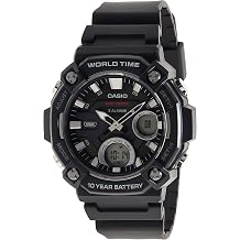 Casio AEQ120W Series | Men s Analog-Digital Watch |100M Water Resistance | Multi Alarms | 100 SEC Stopwatch | Countdown Timer | World Map for World Time | LED Light | LC Display | 10 Yr Batt