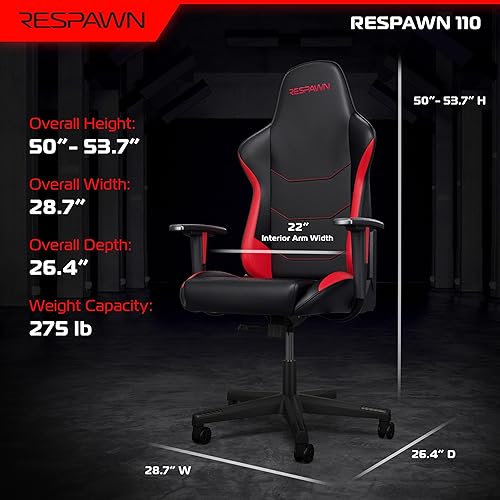 Miniatura 2 de RESPAWN 110 - Silla ergonómica para videojuegos – Silla de oficina de estilo carrera para computadora de escritorio con respaldo alto – 360º