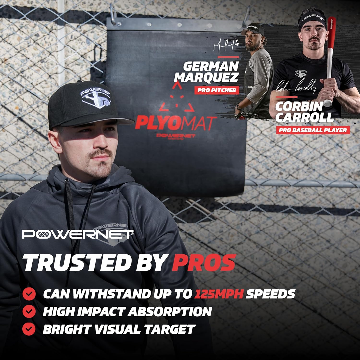 PowerNet Plyometric Softball & Baseball Training Equipment - Weighted Plyo Balls, Hanging Mat, Portable Backstop & Pitching Trainer