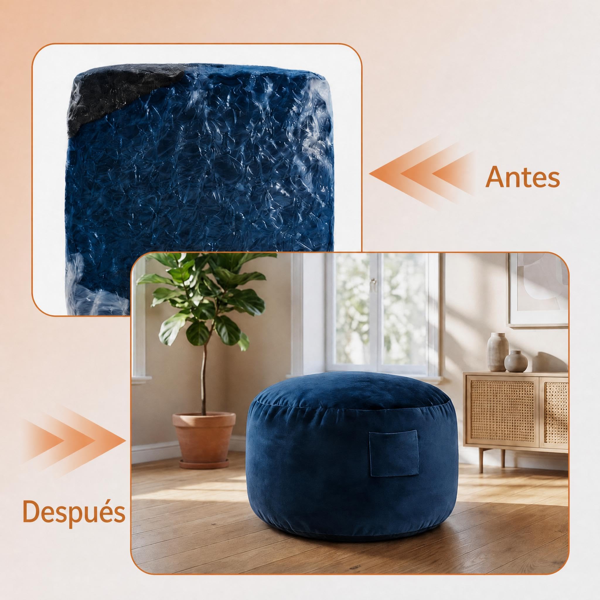 Garvee Sofá Puff 3 en 1 Amplio para Adultos, Sofá Cama Espacioso- Azul | Revestimiento de esponja de Alta Recuperación - Sofá Cama Espacioso para Salón, Dormitorio y Sala de Juegos,Azul