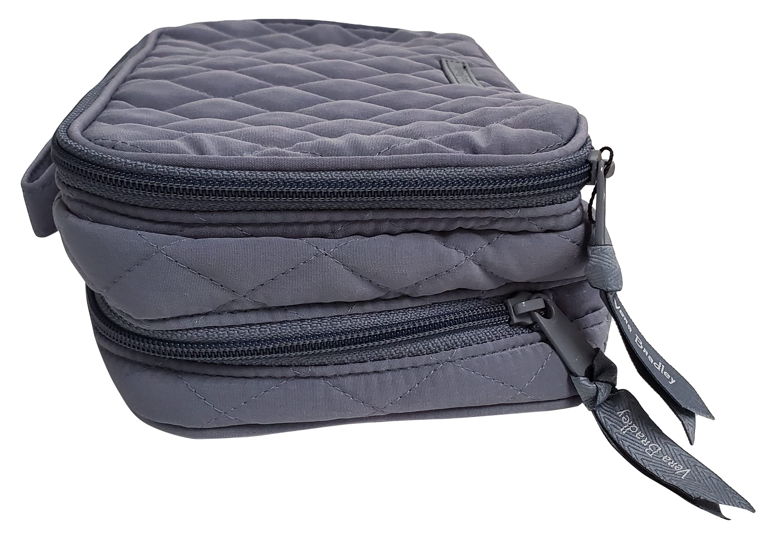 Vera Bradley Trousse de maquillage emblématique pour fard à joues et pinceaux Taille M, Gris carbone., Trousse de maquillage emblématique pour fard à joues et pinceaux Taille M