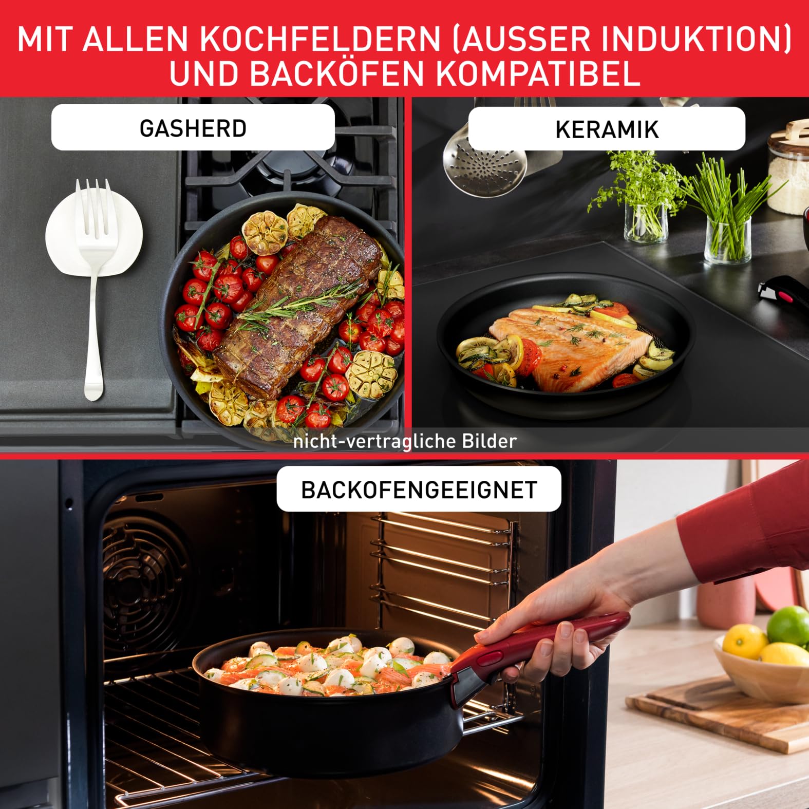 Tefal Ingenio Easy On 10-teiliges Topf und Pfannenset abnehmbarer Griff, stapelbar, platzsparend, Töpfe und Pfannen mit Antihaftversiegelung, einfache Handhabung und Reinigung, L15999, Ohne Induktion