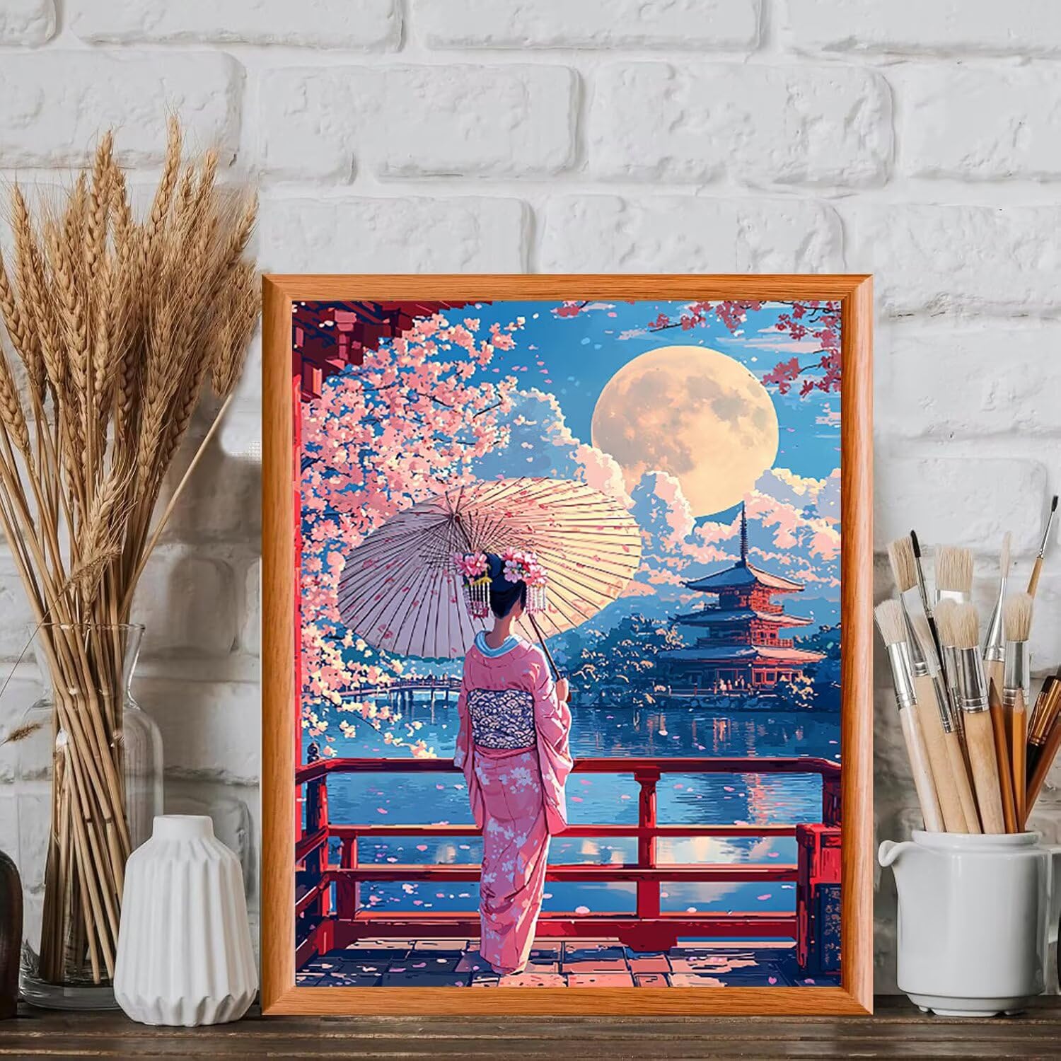 WEISHIWE Dipingere con i Numeri Adulti Geisha giapponese, 80x100cm s-799