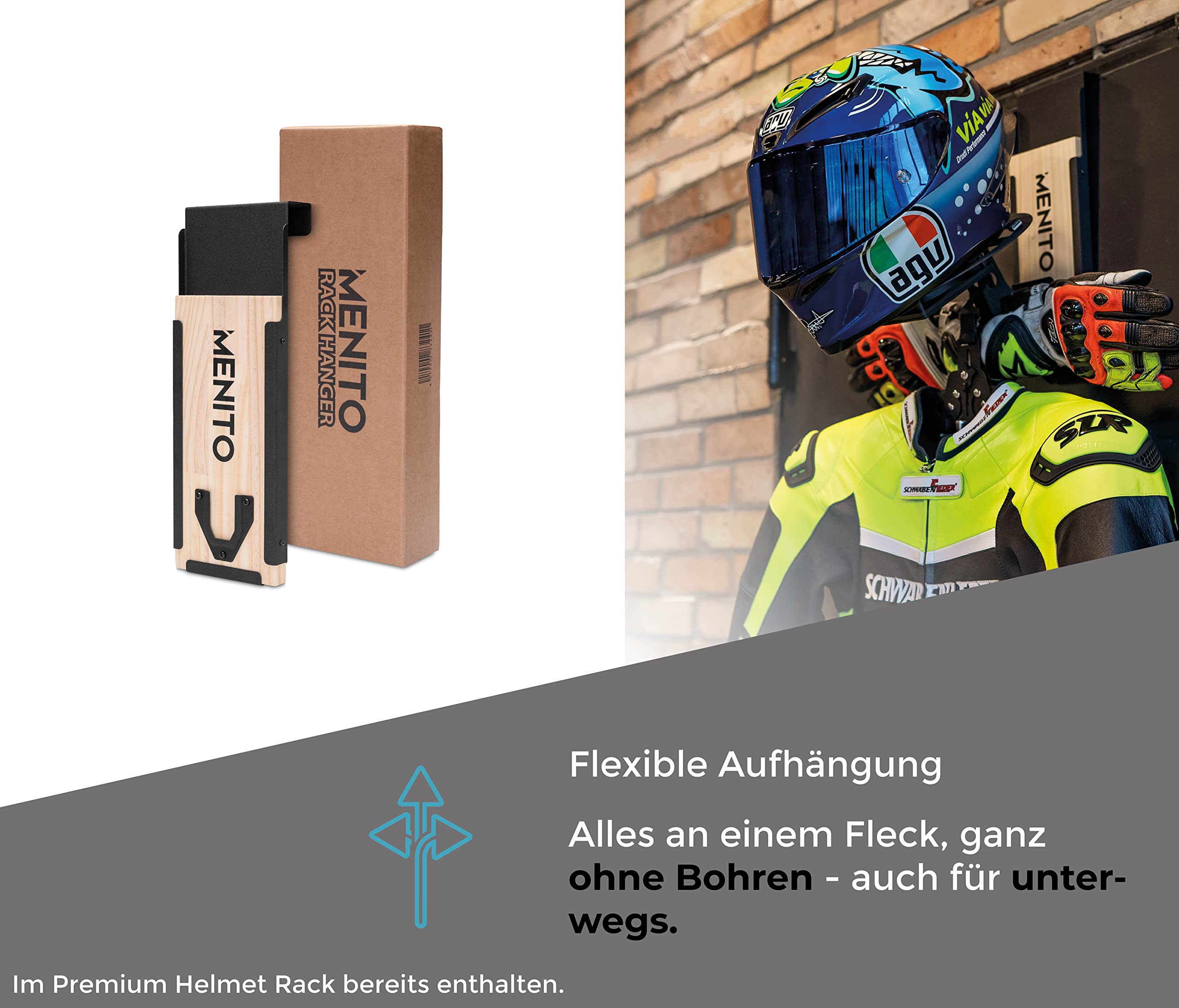Support de casque de qualité supérieure - Support pour casque - Porte-manteau pour vêtements de moto