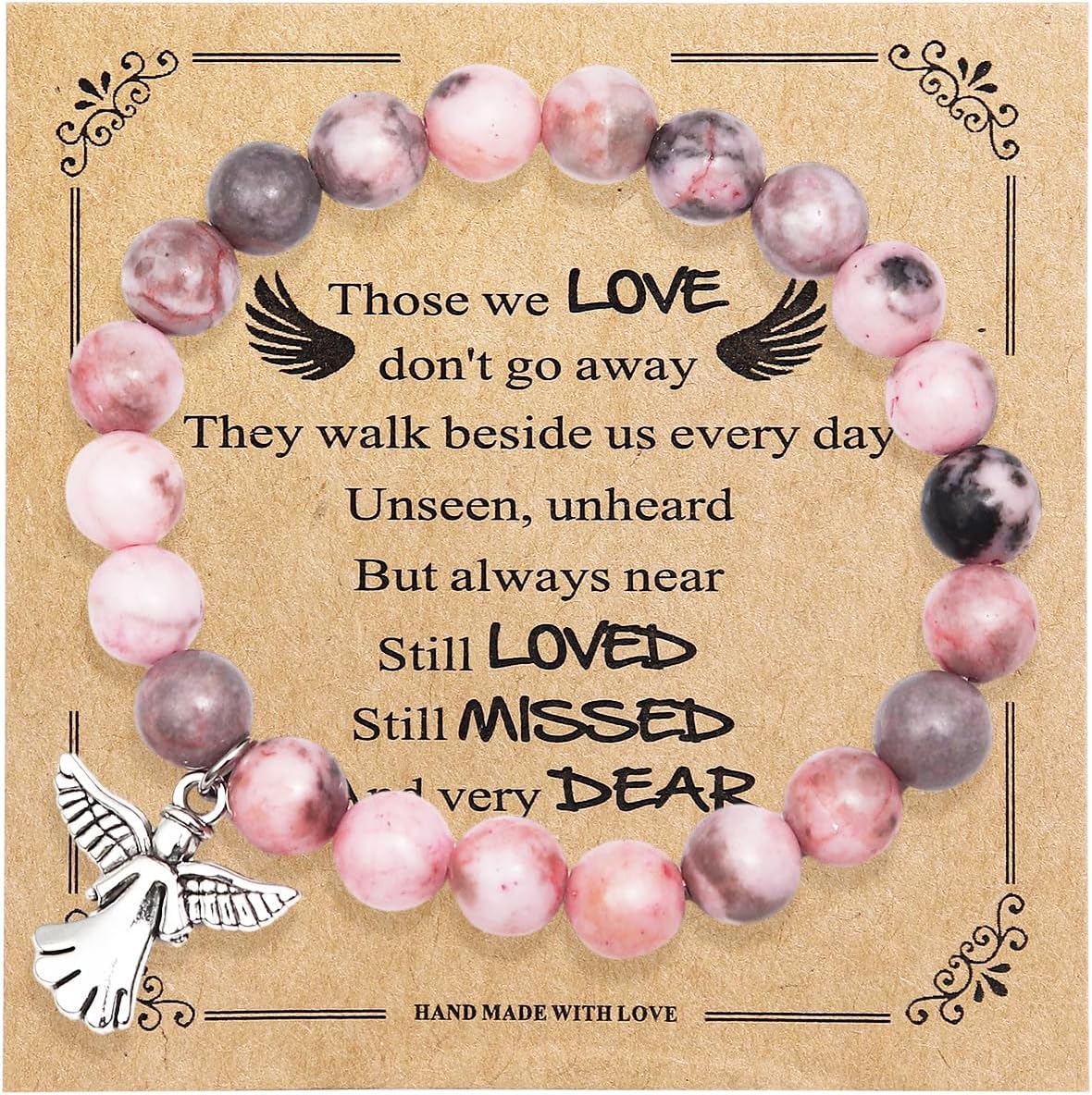 Inspirational Religious Bracelet Guardian Angel Charm Bracelets/Sympathy Gift for Loss of Loved One/Sympathy Gift Amethyst Bead Bracelet/with Angle Wings Jewelry Gifts for Women
