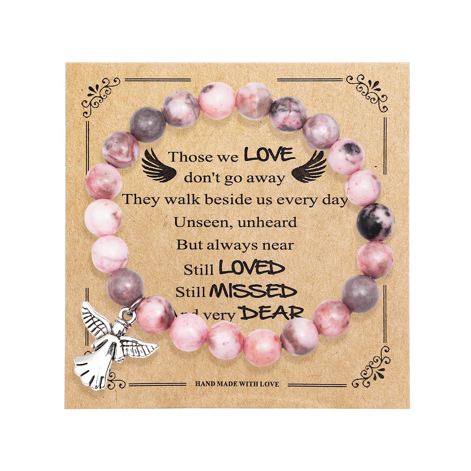 COLORFUL BLING Inspirational Religious Bracelet Guardian Angel Charm Bracelets/Sympathy Gift for Loss of Loved One/Sympathy Gift Amethyst Bead Bracelet/with Angle Wings Jewelry Gifts for Women