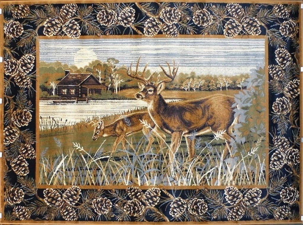 Amazon.com: Pro Rugs Wildlife Nature Cabin Lodge Deer Scene Area Rug (5 ...