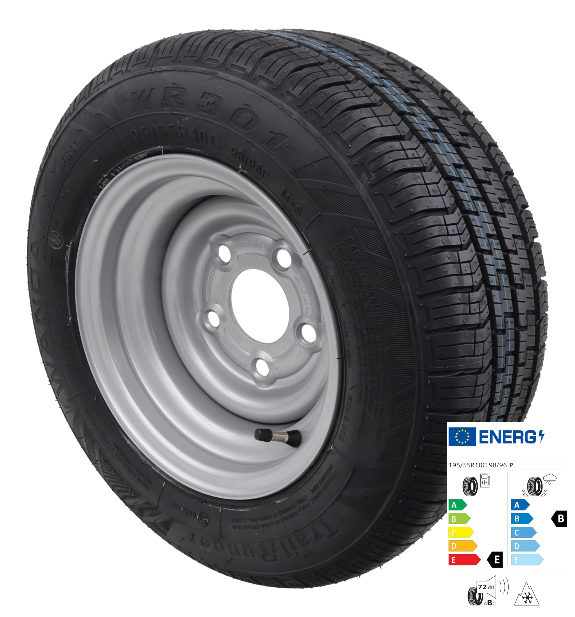 Roue complète 195/55 R 10C 98/96N LK112x5 Pneu de remorque M+S 195 55 R10C Roue de remorque Pneu 112 x 5