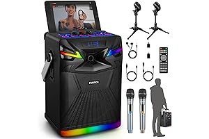FPSK-1 DSP Bluetooth Karaoke Machine with Wireless Microphones: Belt Out Tunes Like a Pro!