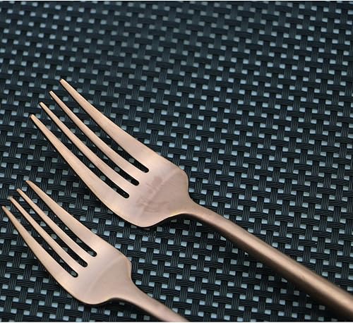 Miniatura 6 de Juego de cubiertos para 2, de lujo, 10 piezas, chapado en oro rosa, color cobre, 1810, juego de cubiertos de acero inoxidable 1810, cucharas,