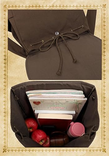 Miniatura 8 de KUOIN Renaissance - Bolsa de lona vintage para mujer, mochila medieval de viaje, Marrón, Tamaño único, Medieval