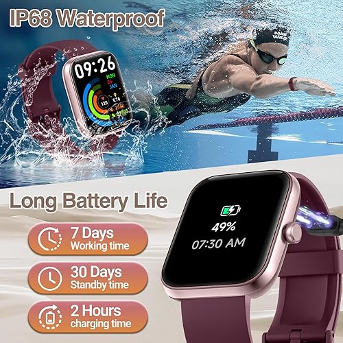 Miniatura 8 de Reloj inteligente para mujeres y hombres con llamada Bluetooth, reloj inteligente integrado con Alexa, reloj de fitness con dial de 1.83 pulgadas