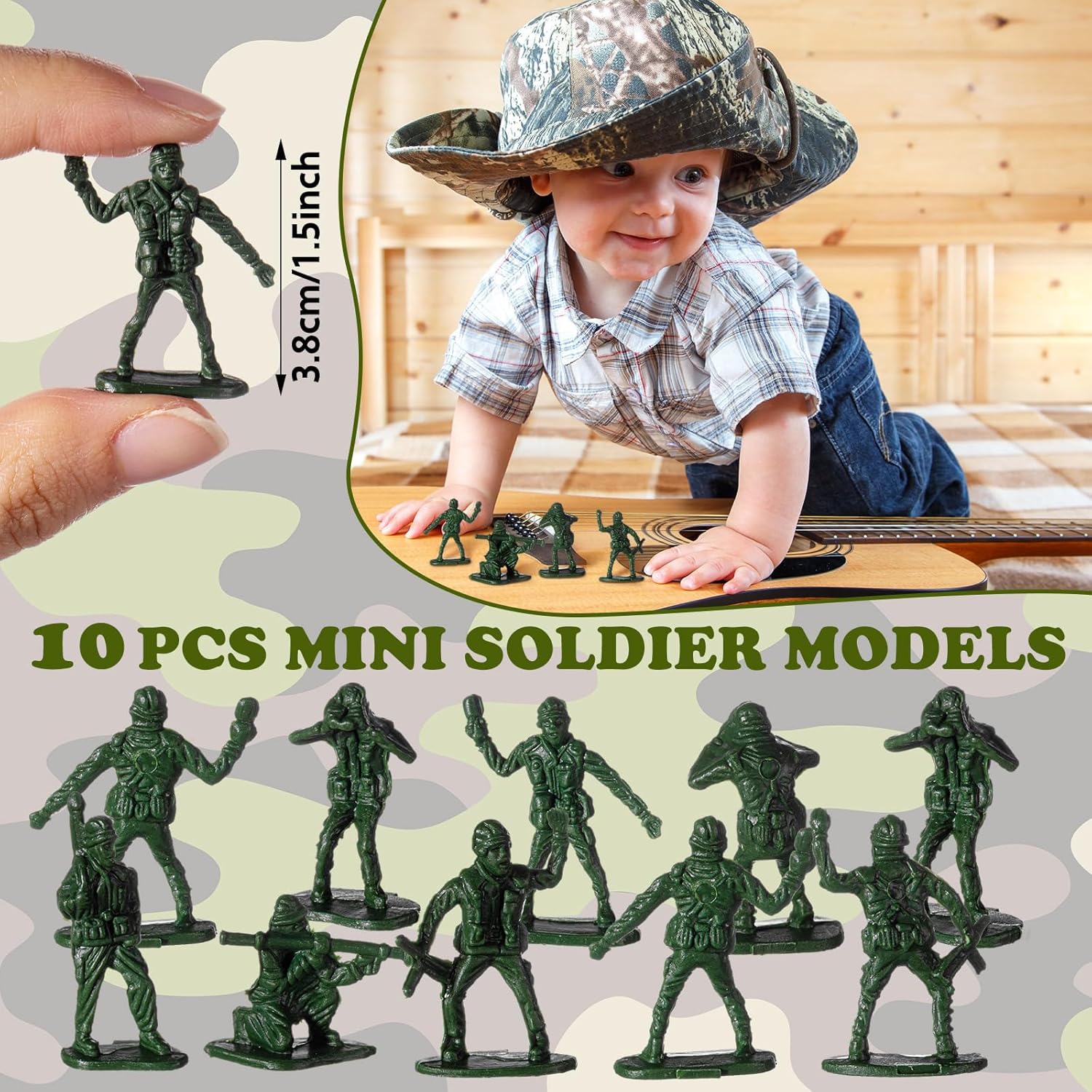 ShinyRelief 102 Pcs Army Toy Set Military Gift for Boys Bulk Army Soldier Birthday Decoration Camo Party Favor Parachute Telescope Bubble Wand Camouflage Necklace Glider Plane Kid 3-12 Men