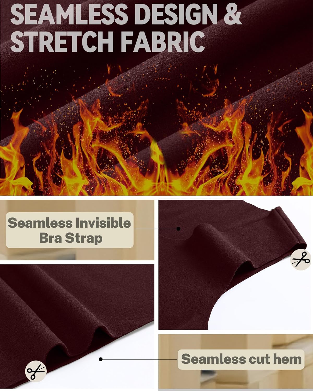 5 Pack Women's Thermal Tank Tops Fleece No Hem Thermal Underwear Sleeveless Tops Camisole Warm Base Layer - Image 3