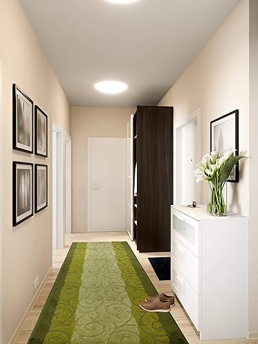 Miniatura 4 de Tapete de pasillo de corte personalizado, antideslizante, 66 cm. / 26 pulgadas de ancho x tu elección de largo. Pergamino verde,Antracita a