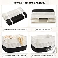 Vista 7 de Cesta de manta rectangular, cestas tejidas para almacenamiento, cesta de lavandería de 30L para decoración de guardería, cesta para mantas