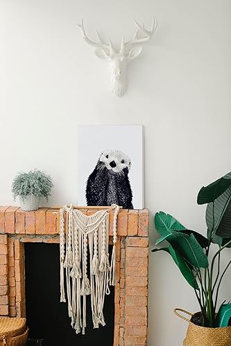 Miniatura 3 de Lindo lienzo de nutria de mar de animales salvajes, impresiones divertidas de la vida náutica costera, obras de arte de 11 x 14 pulgadas para