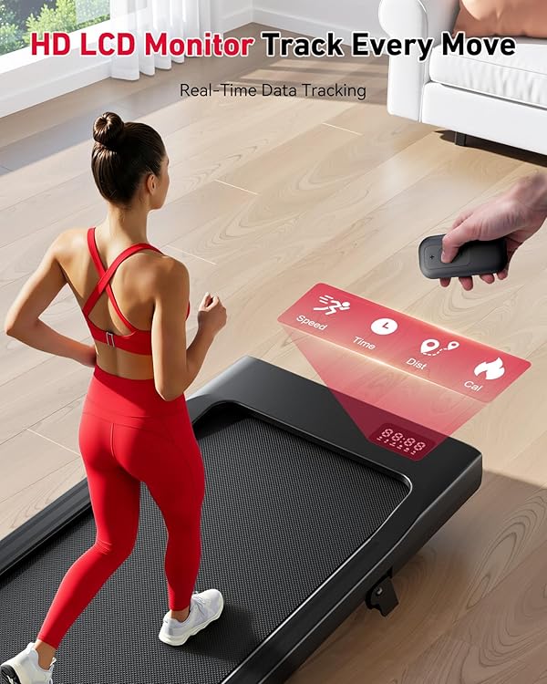 DeerRun Walking Pad with Incline, Under Desk Treadmill, 3 in 1 Portable Treadmills for Home with Remote Control LED Display, 2.5 HP Quiet Mini Treadmill for Office Home Use, 300 Lbs Capacity by DeerRun - Image 6